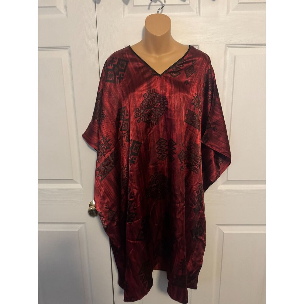 Vintage Winlar Kaftan Dress Nightgown Black and Red OSFM
